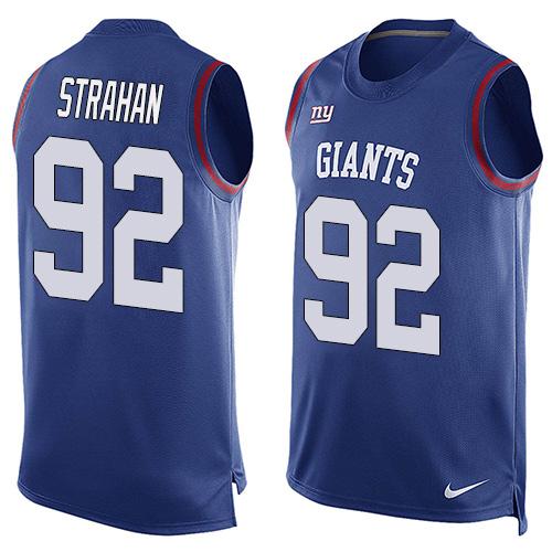  Giants #92 Michael Strahan Royal Blue Team Color Men's Stitched NFL Limited Tank Top Jersey